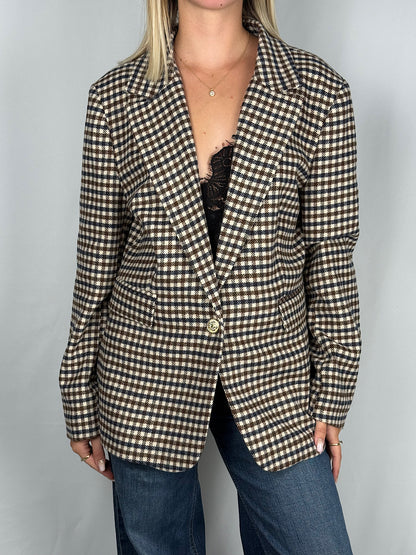 Giacca Monopetto Tensione-In a Quadri marrone e blu e beige