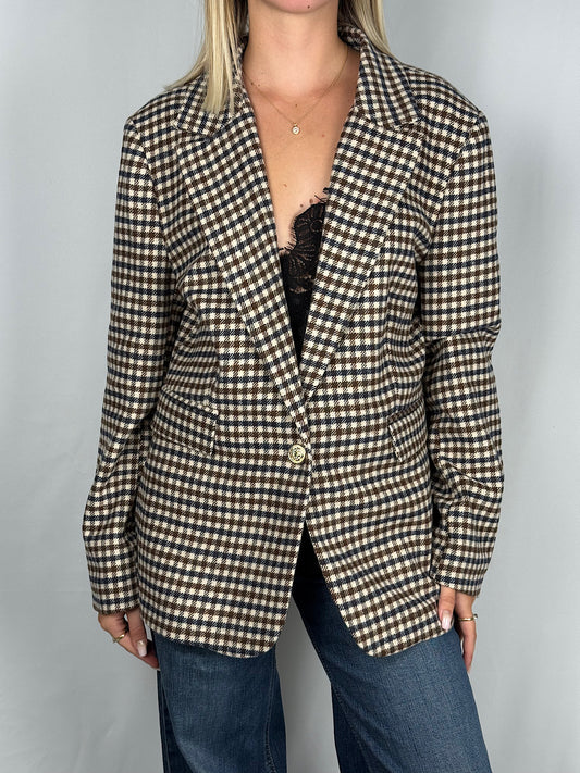 Giacca Monopetto Tensione-In a Quadri marrone e blu e beige