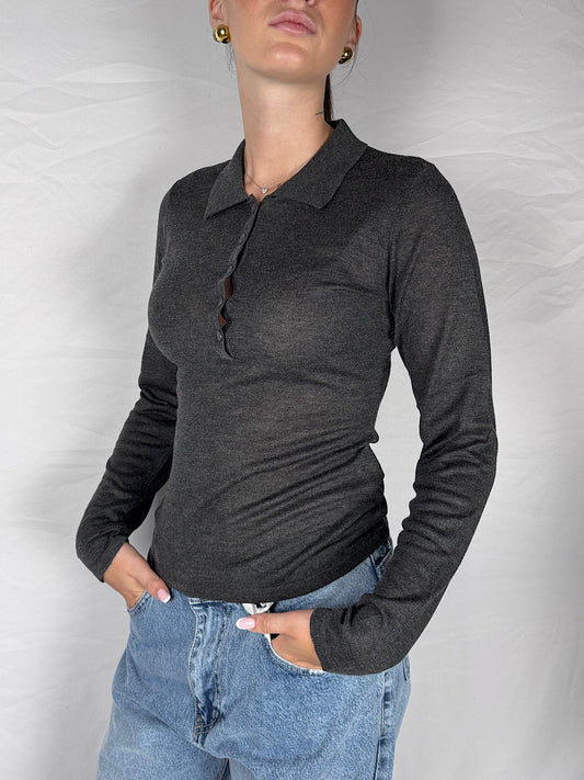 Polo in Maglia JJXX Grigio Scuro Melange