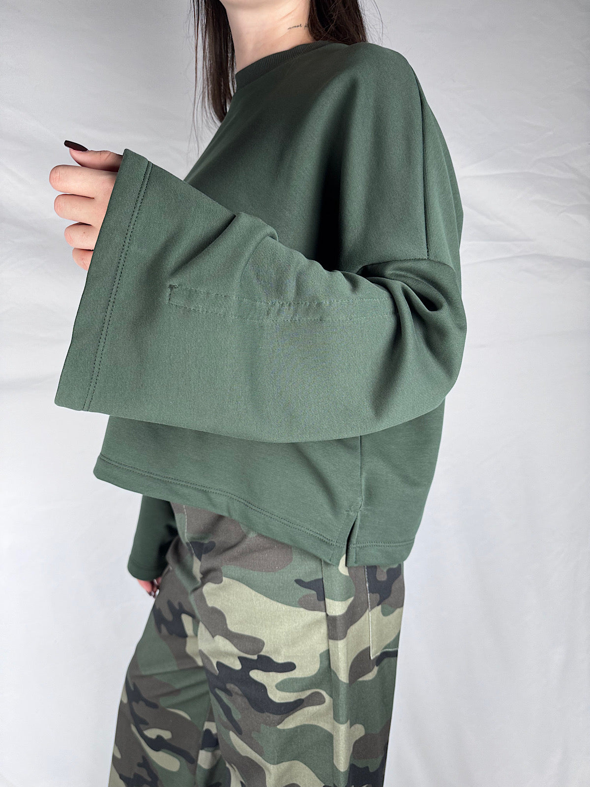 Felpa con Maniche Drappeggiate Vicolo Militare
