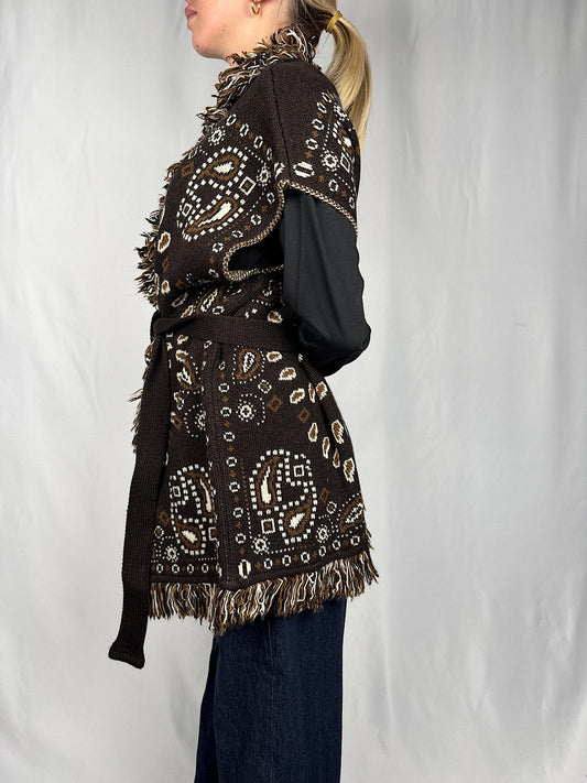 Cardigan Gilet Effetto Bandana Tensione-In Moro