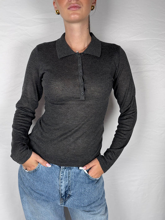 Polo in Maglia JJXX Grigio Scuro Melange