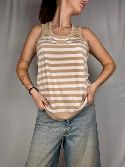 Canotta Top a Righe Liu Jo Burro/Beige
