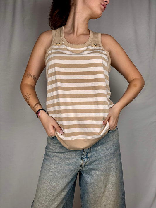 Canotta Top a Righe Liu Jo Burro/Beige
