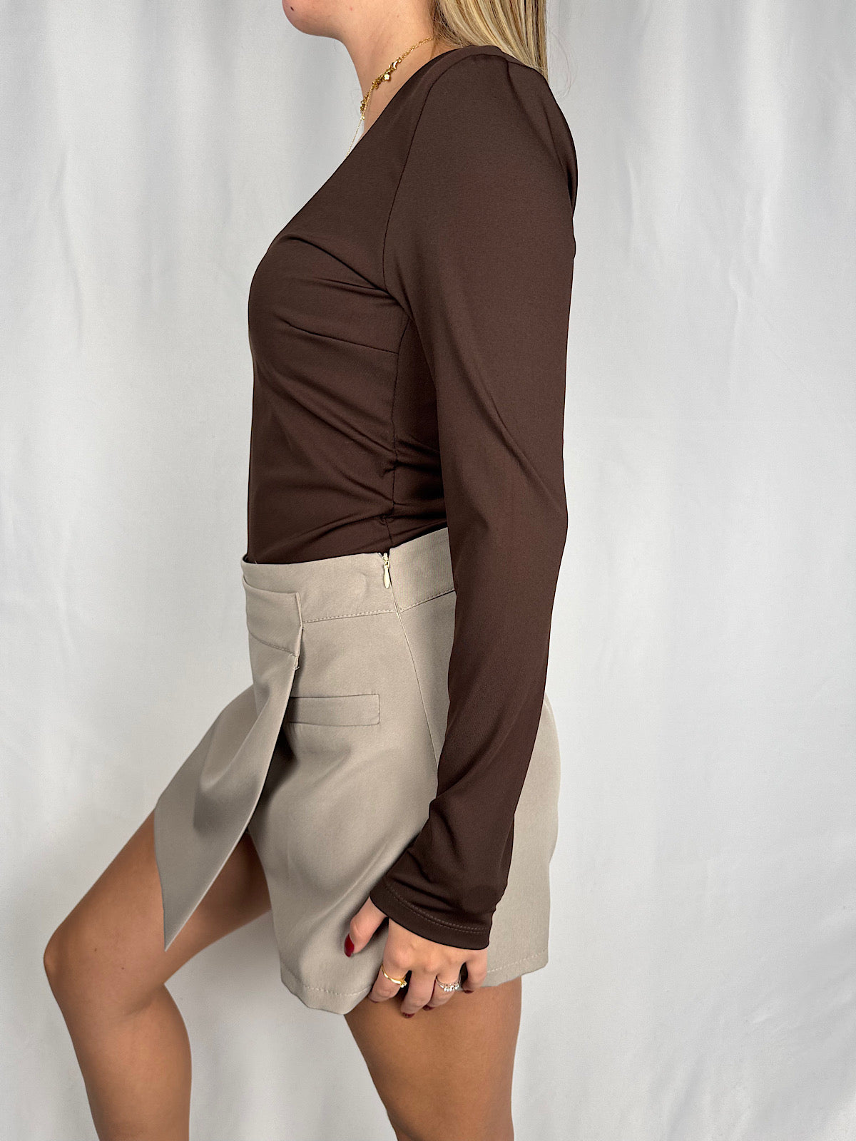 Body Scollo Quadro Marrone Armonia