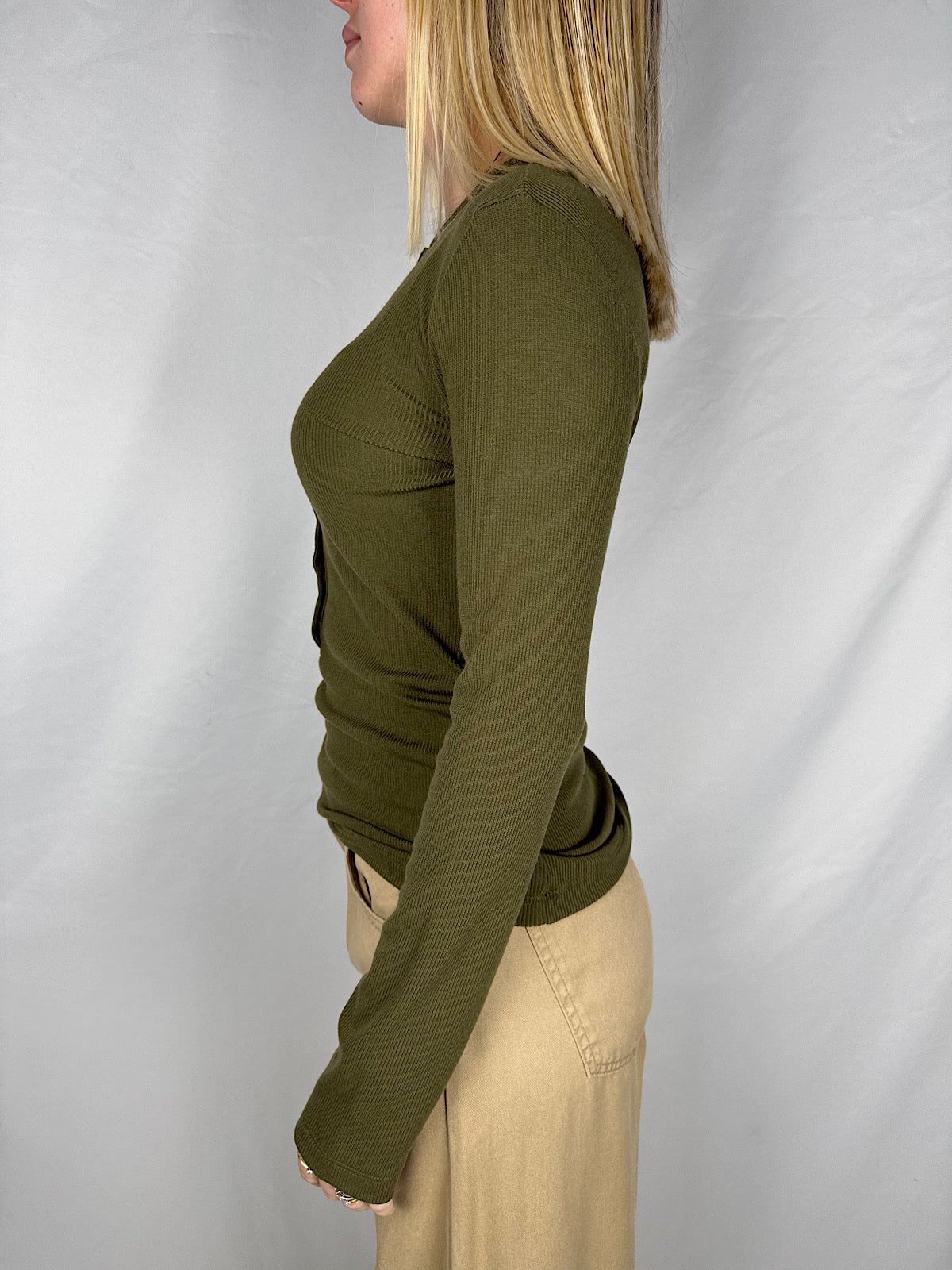Maglia Basic a Costine Serafino Verde Militare