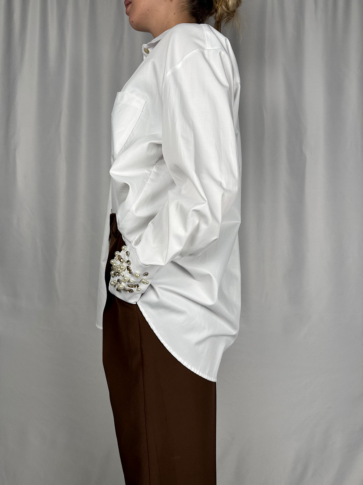 Camicia con Applicazioni Bianca Tensione-In