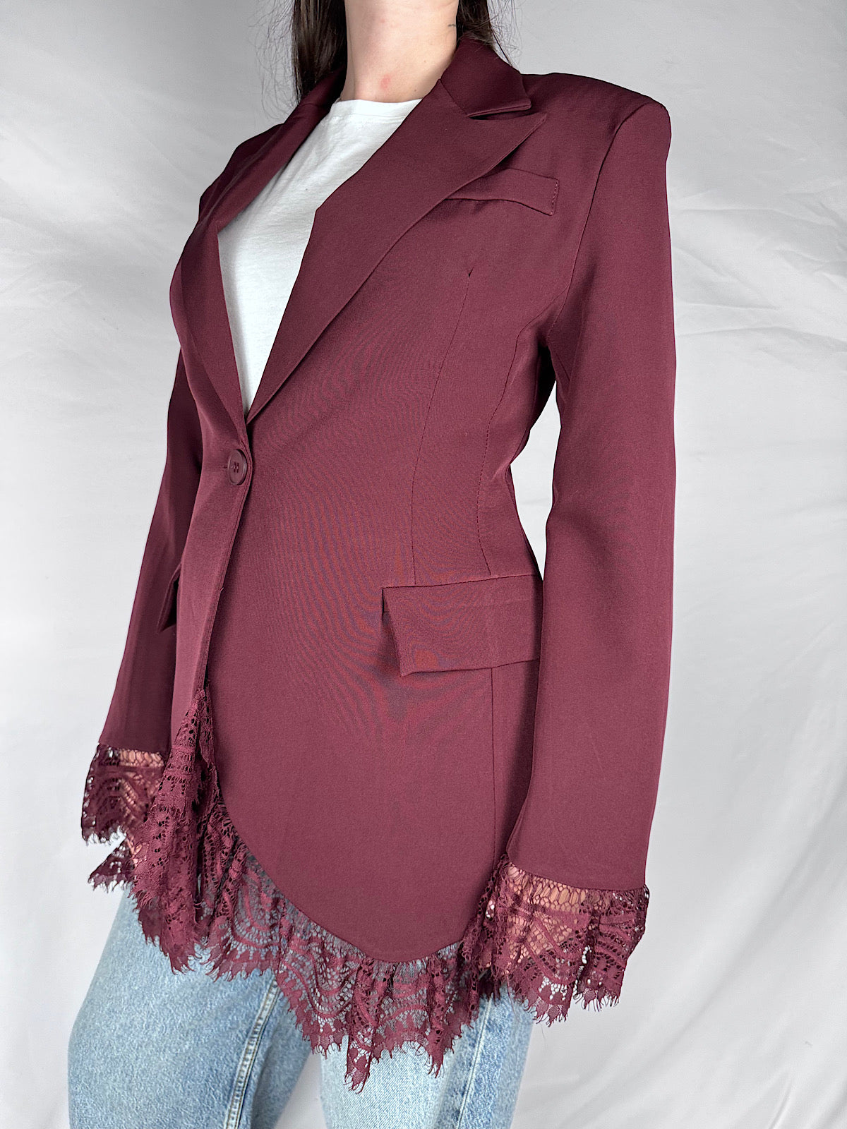 Giacca Pizzo Armonia Bordeaux