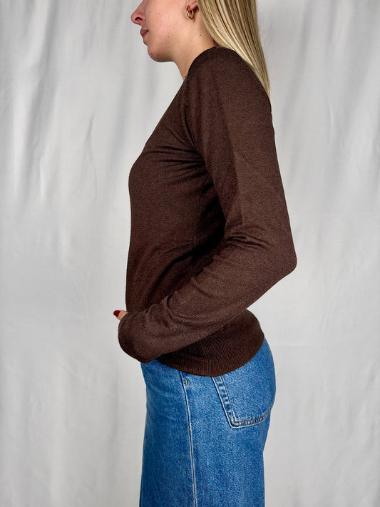 Maglia Slim Girocollo Marrone Vicolo