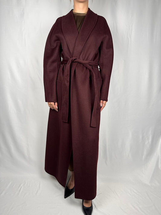 Cappotto Lungo con Cintura Vicolo Hand Made Bordeaux