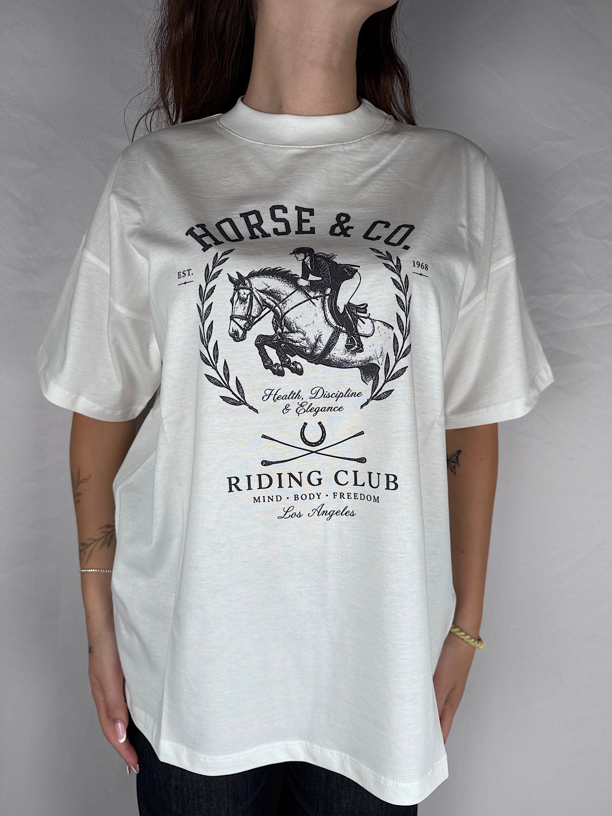 T-shirt Oversize con Stampa  Horse & Co Vicolo Naturale
