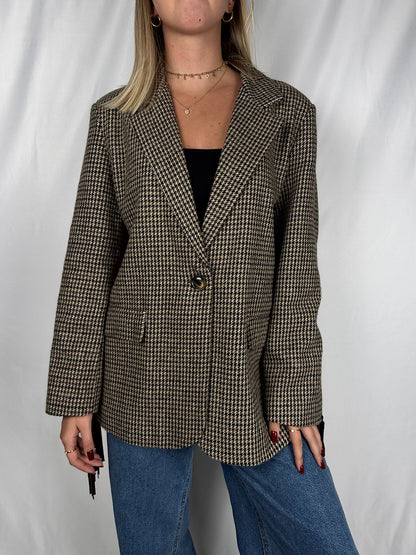 Giacca Monopetto con Frange Marrone Armonia