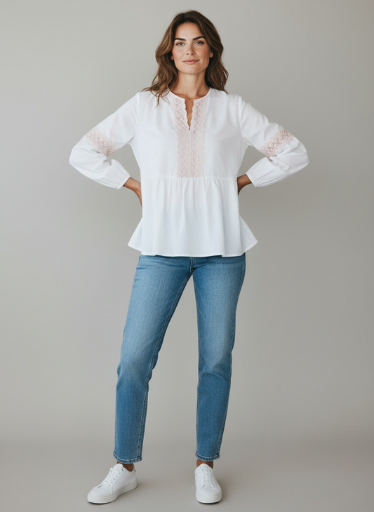 Camicia Con Dettagli In Pizzo Vicolo Naturale