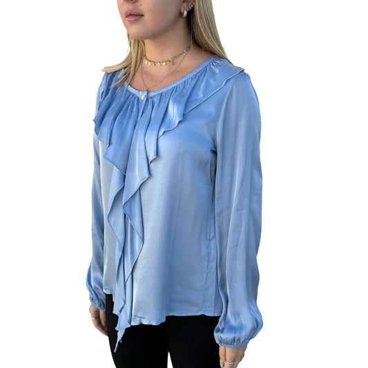 Camicetta con Rouches Azzurra