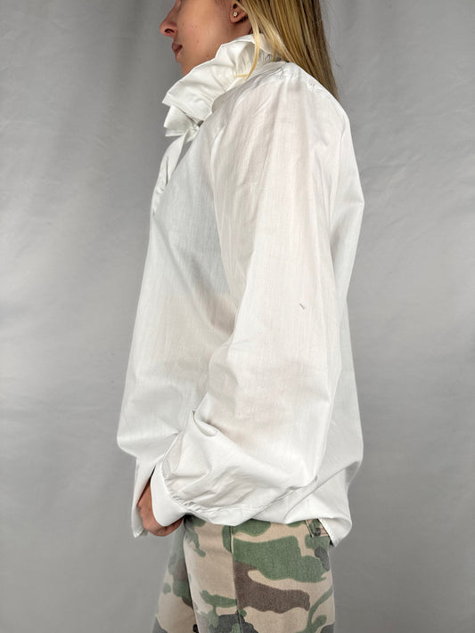 Camicia con Volant e Laccio Sul Collo Vicolo Bianca
