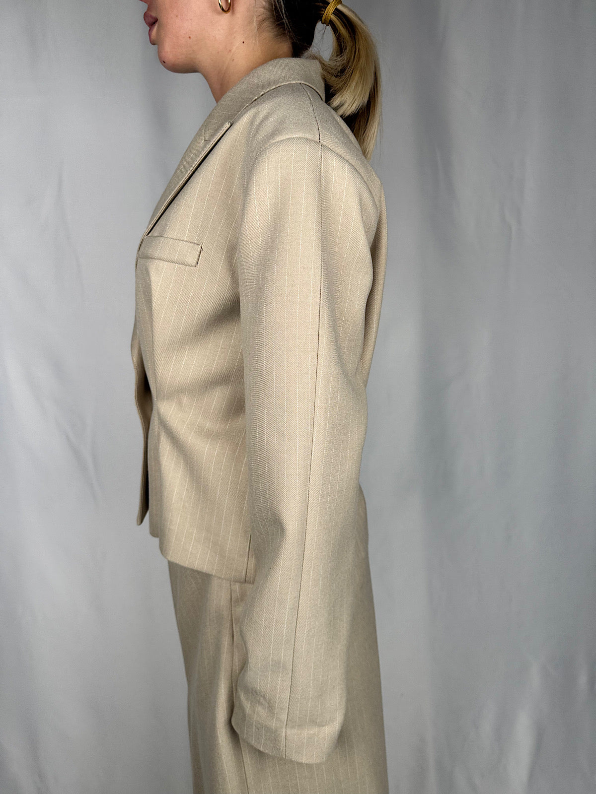 Giacca Gessata Vicolo Beige