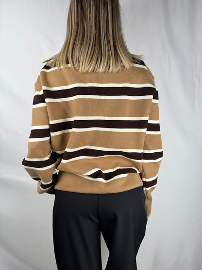 Polo a Righe Cammello e Marrone Armonia