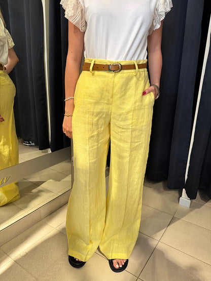 Pantaloni in Lino Giallo Tensione In
