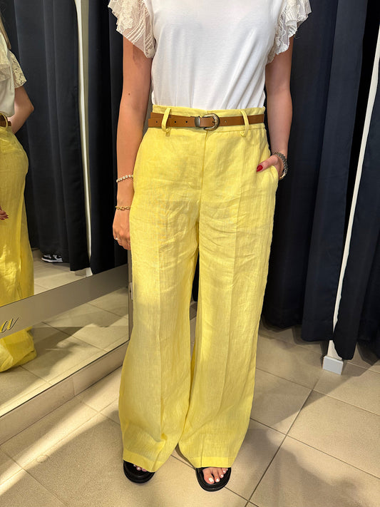 Pantaloni in Lino Giallo Tensione In