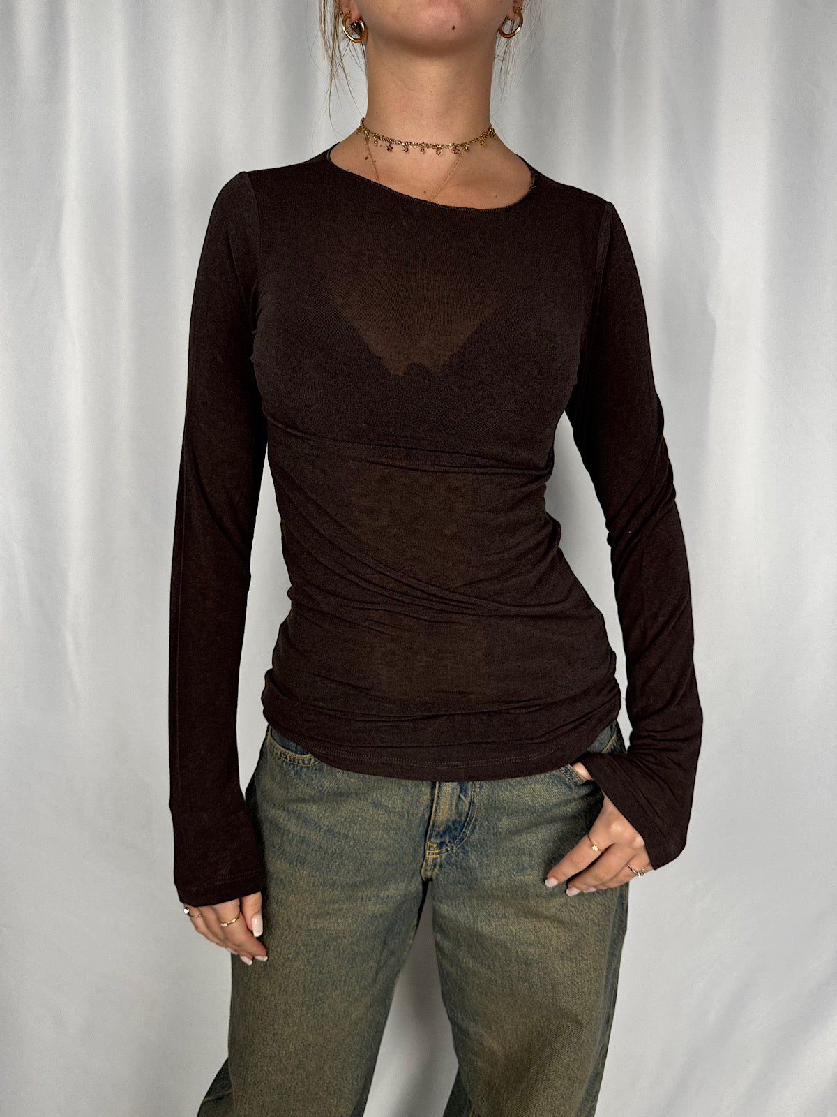 Maglia Basic misto Cachemere Marrone Vicolo