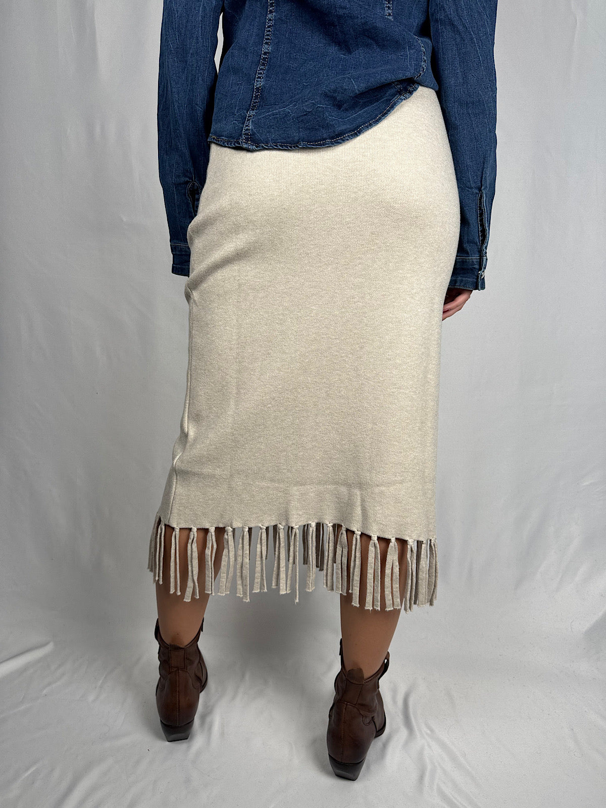 Gonna Lungette con Frange Beige SusyMix