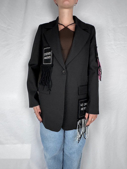 Blazer con Patch e Frange Vicolo Nero