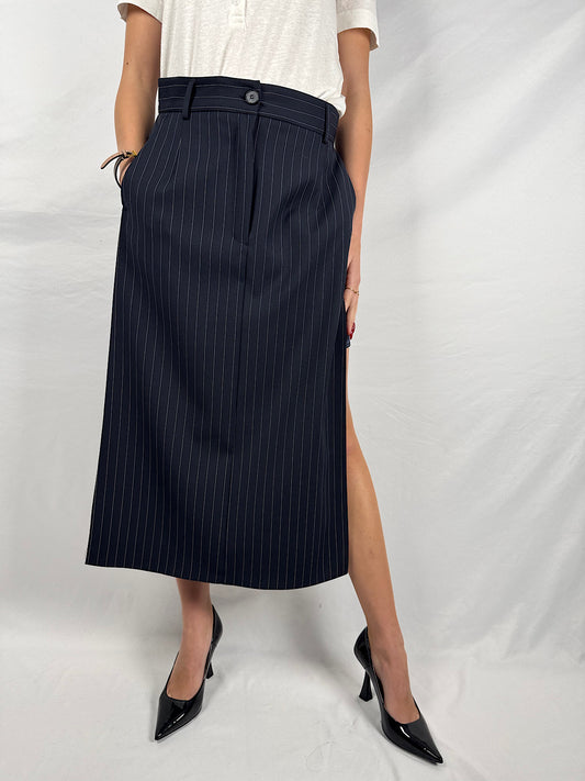 Gonna Gessato Blu Vicolo