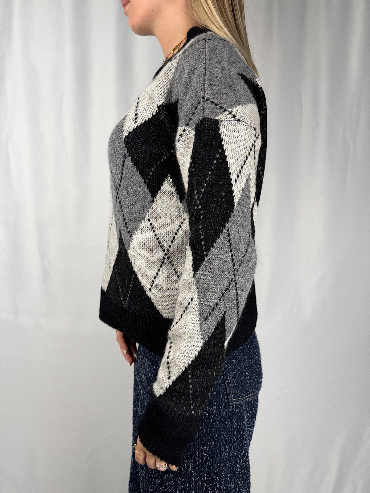 Maglia Rombi Nera e Grigia Armonia