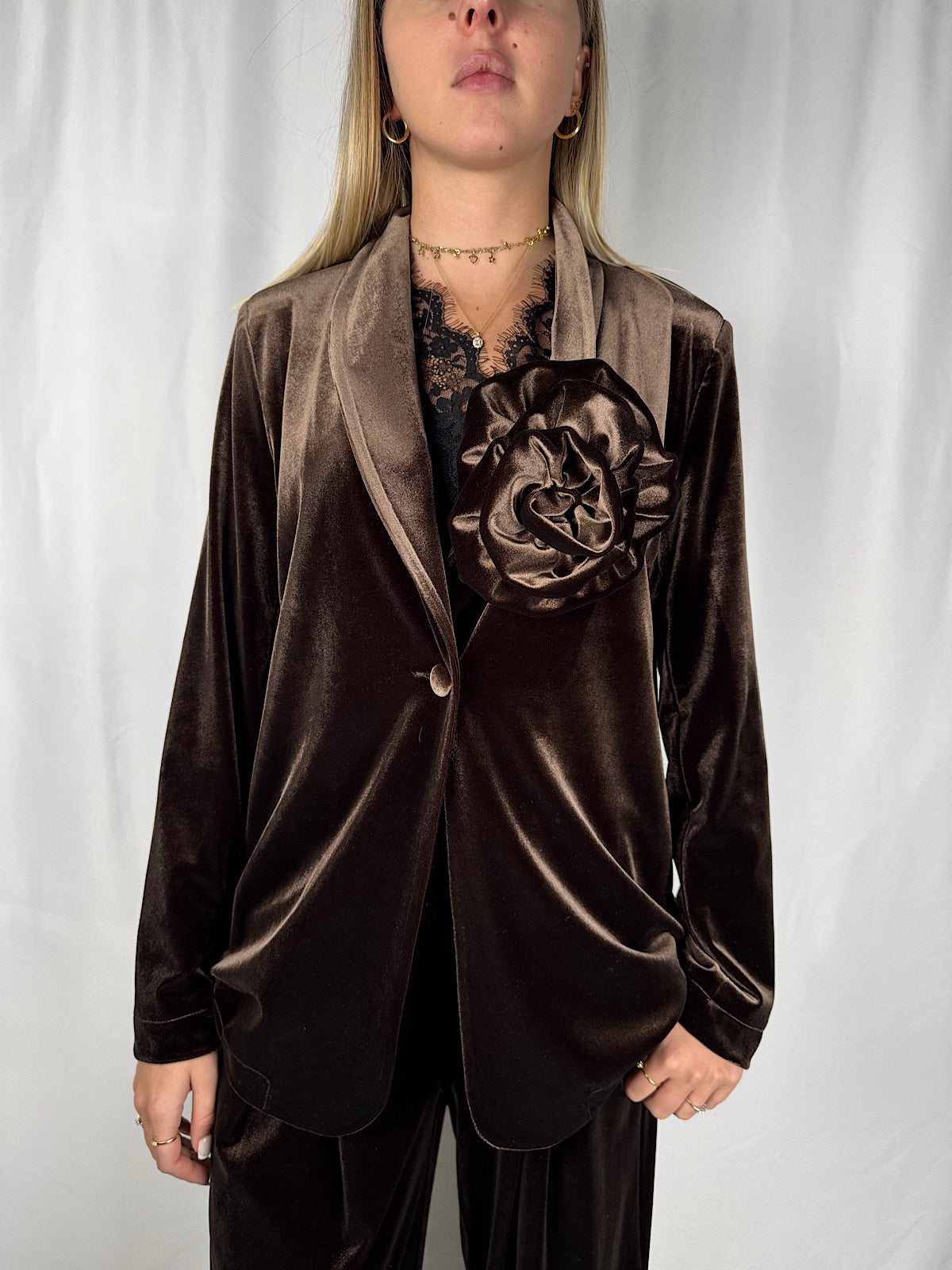 Giacca in Velluto Marrone Tensione-In