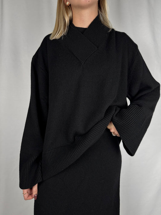 Maglia Collo V Nera Vicolo