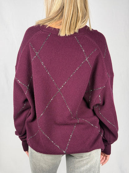 Cardigan con Paillettes Nere Vicolo Bordeaux