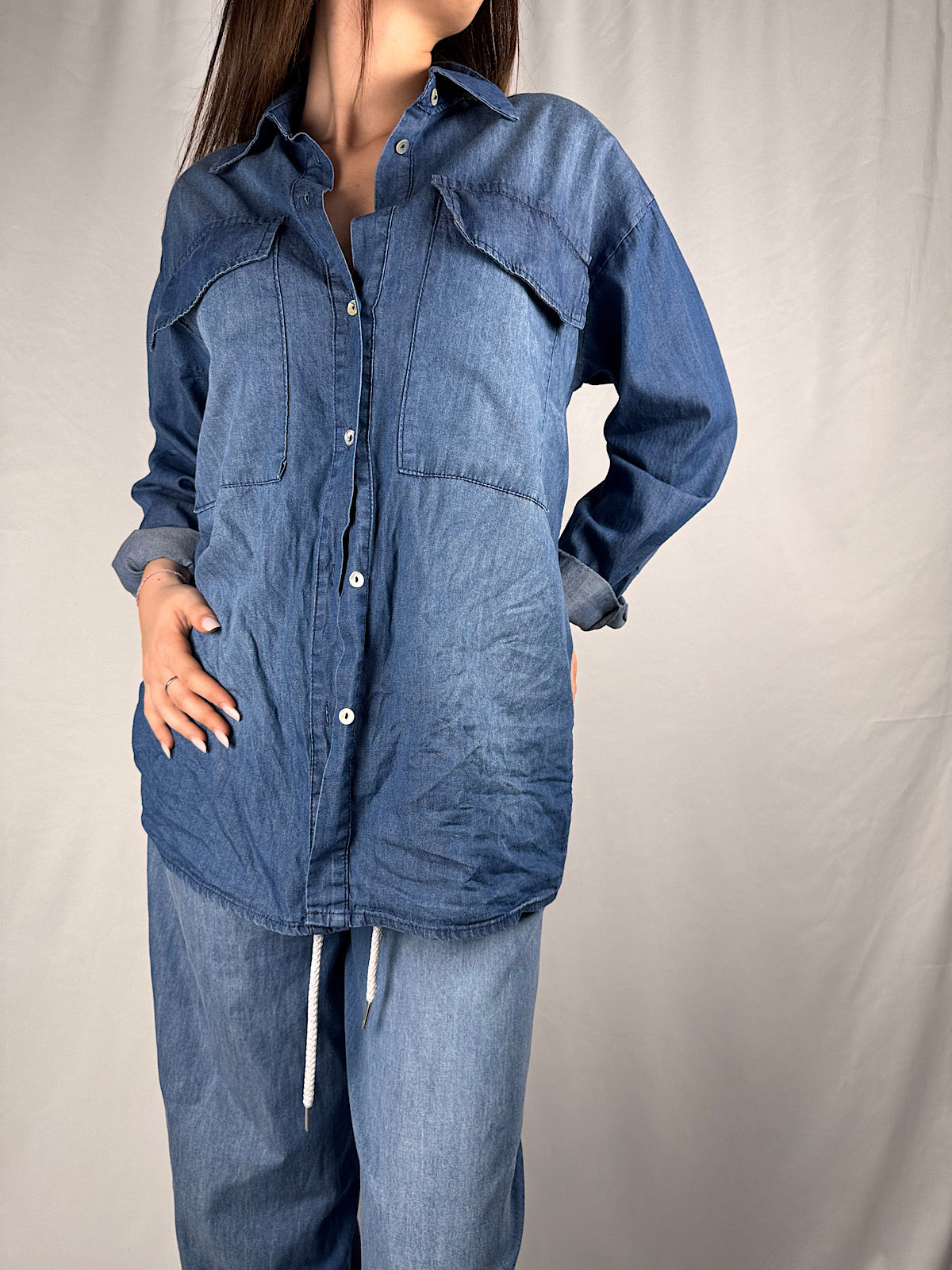 Camicia Effetto Jeans in Chambray Vicolo