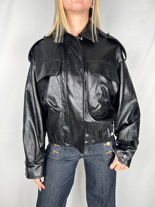 Bomber Eco-Pelle Nero Vicolo