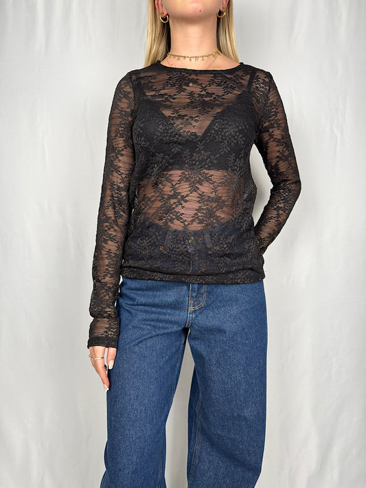 Maglia Pizzo Nera Armonia