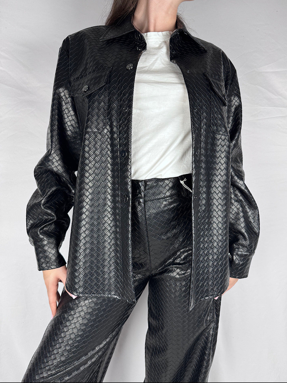 Giacca Eco-pelle Intreccio Kaos Nero