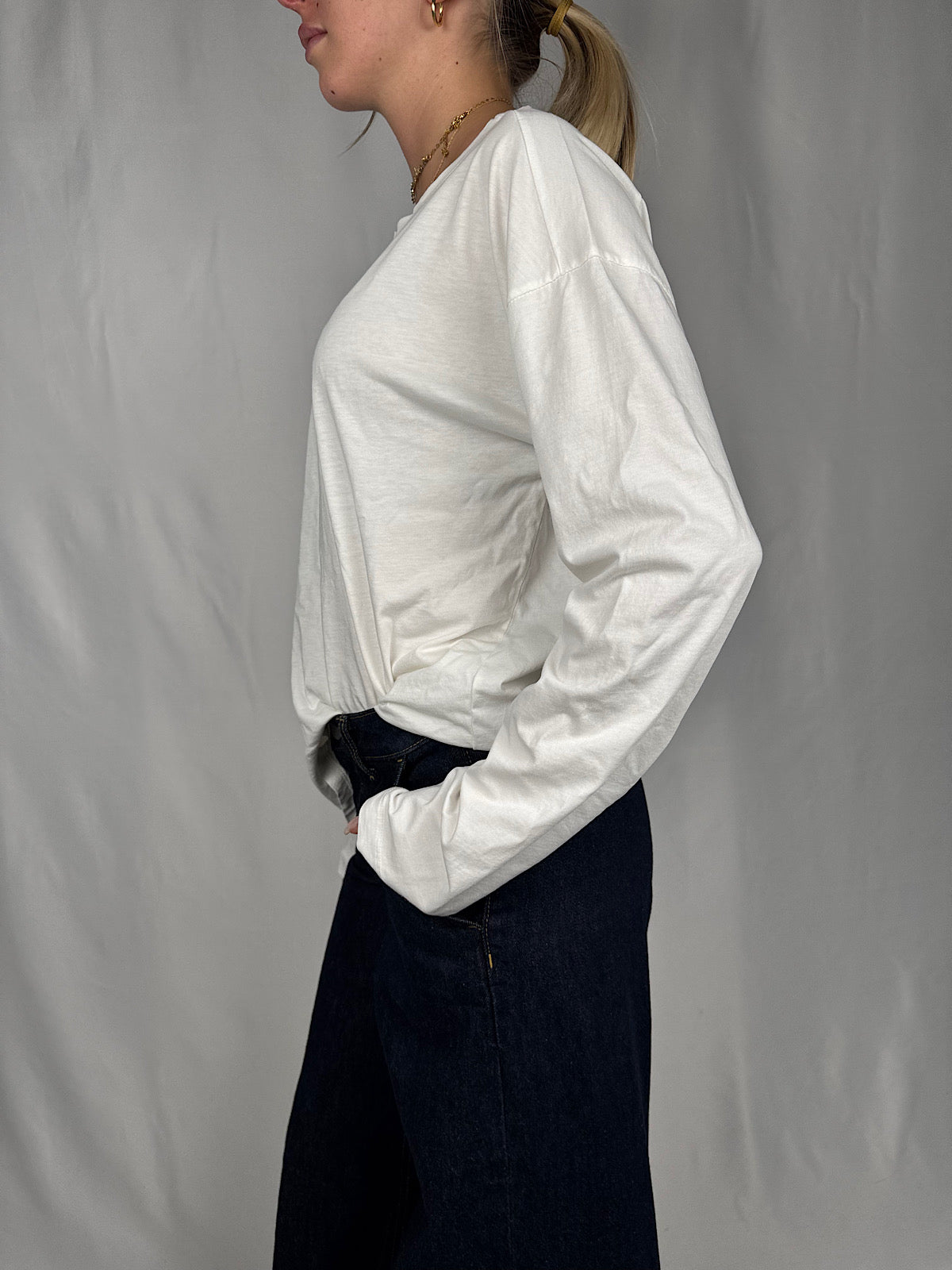 T-Shirt Manica Lunga Tensione-In Bianca