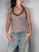 Canotta a Righe Scollo V Vicolo Bordeaux/Militare