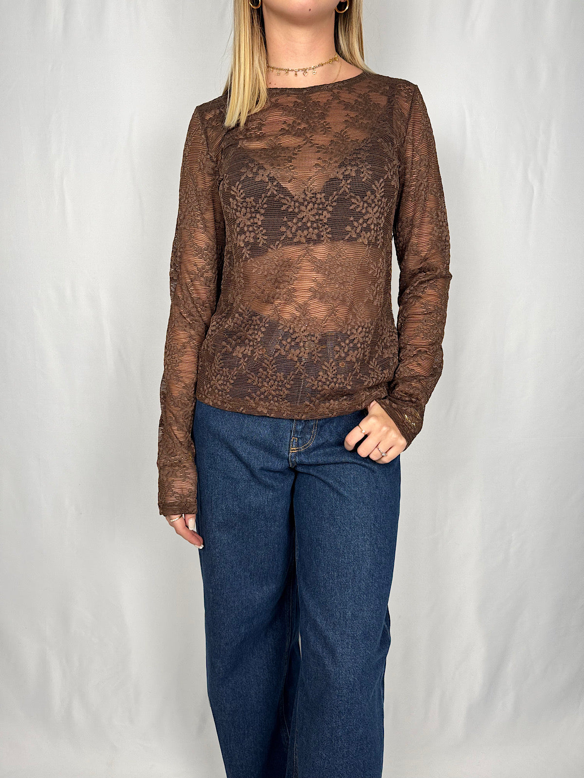 Maglia Pizzo Marrone Armonia