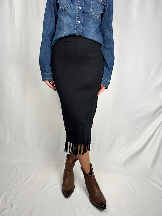 Gonna Lungette con Frange Nera SusyMix