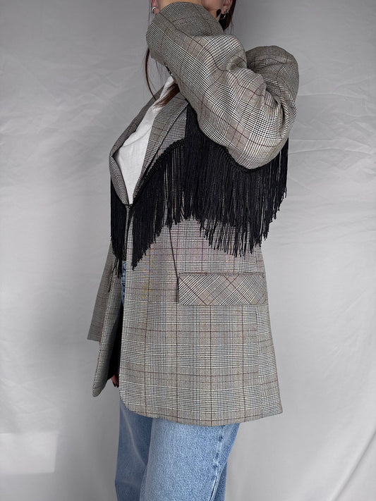 Giacca con Frange Vicolo Beige/Moro