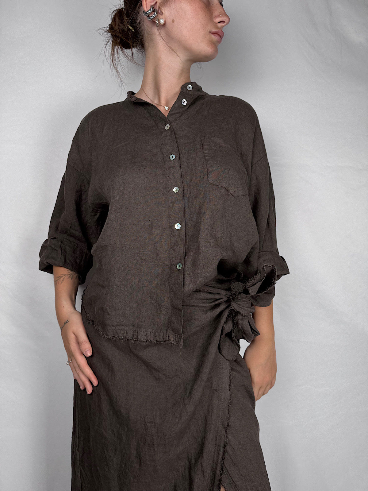 Camicia Lino Tensione In Moro