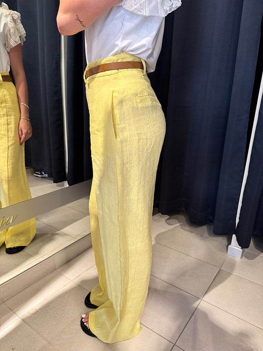 Pantaloni in Lino Giallo Tensione In