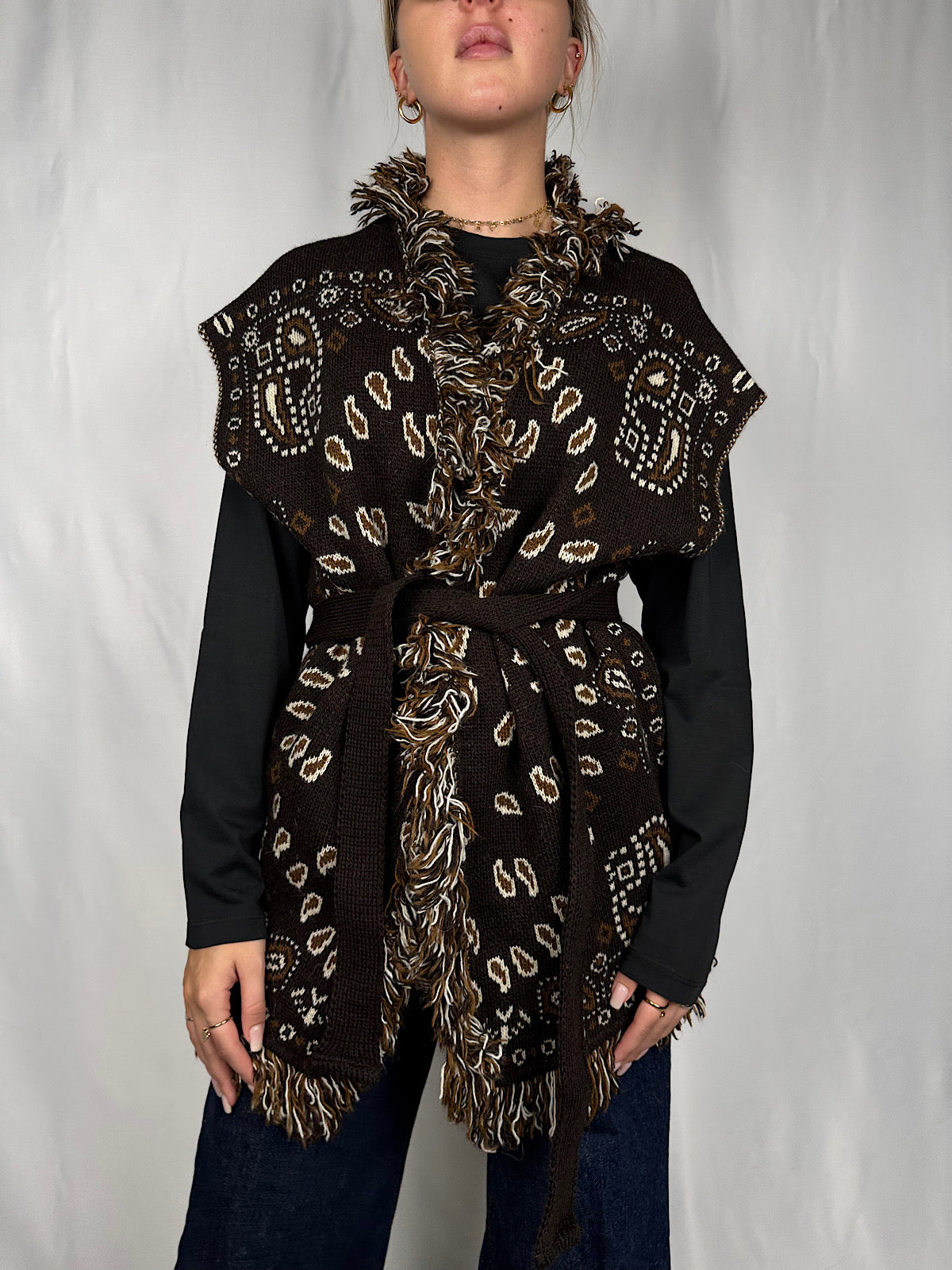 Cardigan Gilet Effetto Bandana Tensione-In Moro