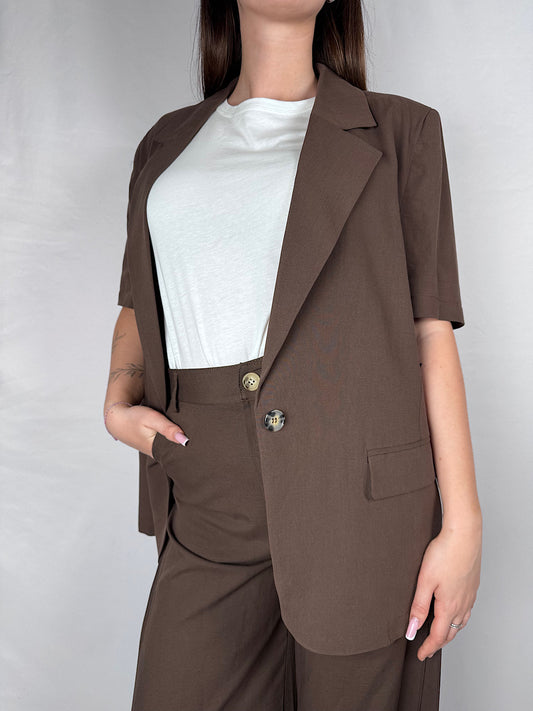 Giacca Blazer in Viscosa Lino Mezze Maniche Vicolo Moro