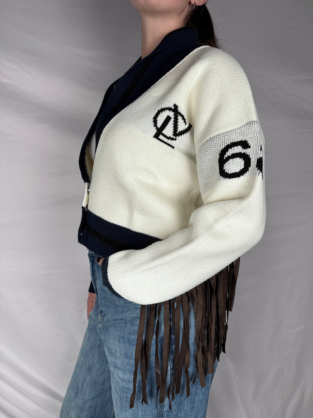 Cardigan in Maglia con Frange Vicolo Burro