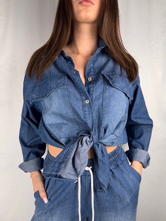 Camicia Effetto Jeans in Chambray Vicolo