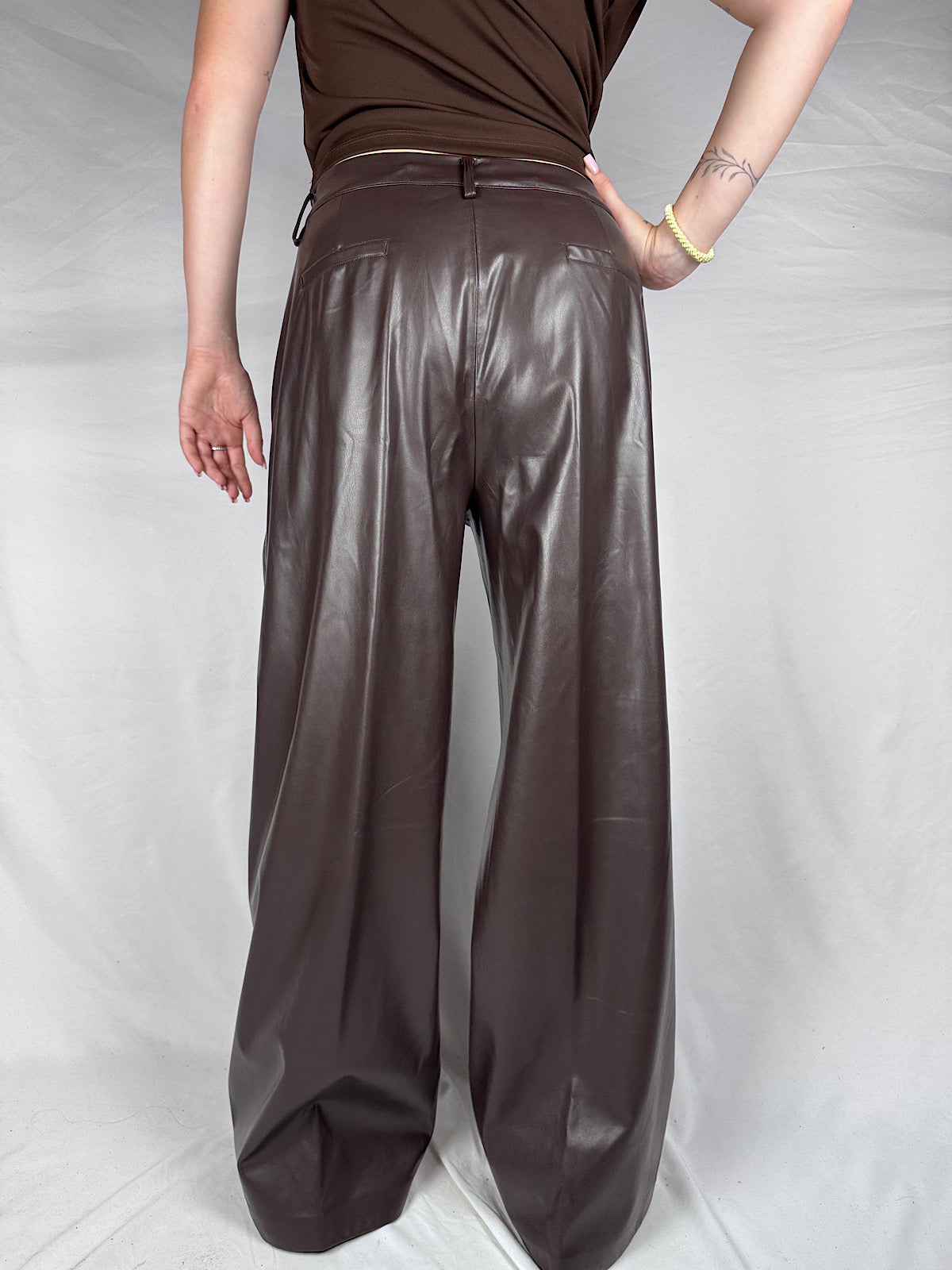 Pantalone Palazzo Ecopelle Markup Cacao