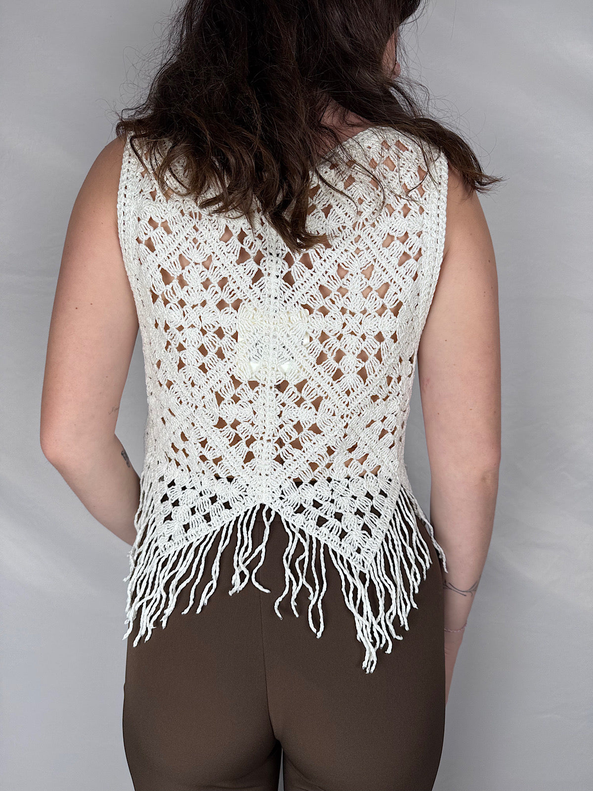 Top Crochet con Frange Vicolo Burro