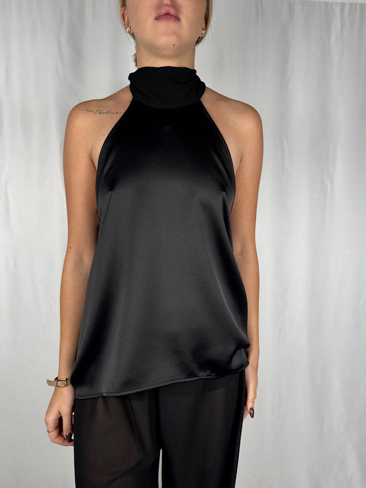 Top Scollo Posteriore Nero Vicolo