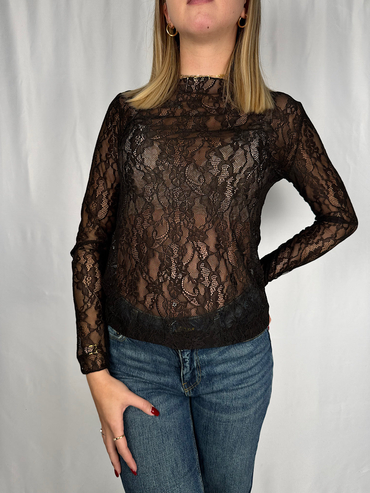 Maglia Pizzo Marrone Armonia